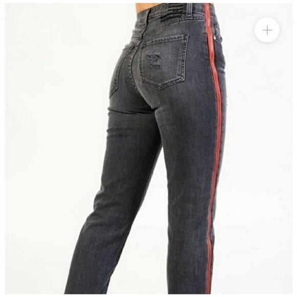 Revice Womens High Waisted Frayed Hems Red Side Zipper Flare 28x29 Size 28 - Picture 2 of 16